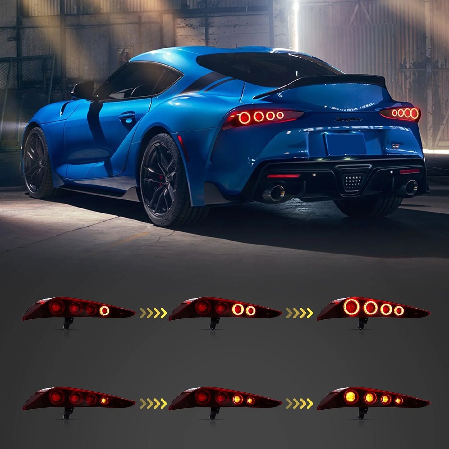 1 Pair LED Red Tail Lights For 2020-2024 for Toyota GR Supra A90/A91 W/Animation