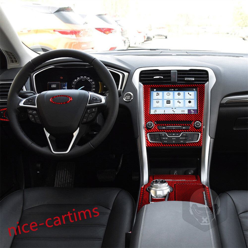 23Pcs Red Carbon Fiber Interior Full Set Trim Kit for Ford Fusion Mondeo 2013-19
