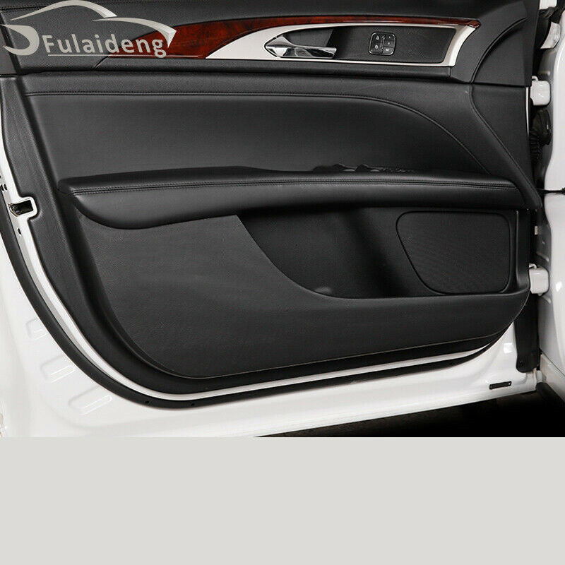 for Lincoln MKZ 2017-2020 Black Leather Car Door Anti-Kick Pad Guard Cover Trim