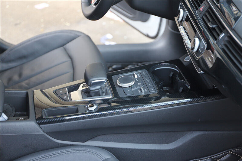 Car Console Gear Shift Frame Cover Trim Fit for Audi A5 2017-2019 Carbon Fiber