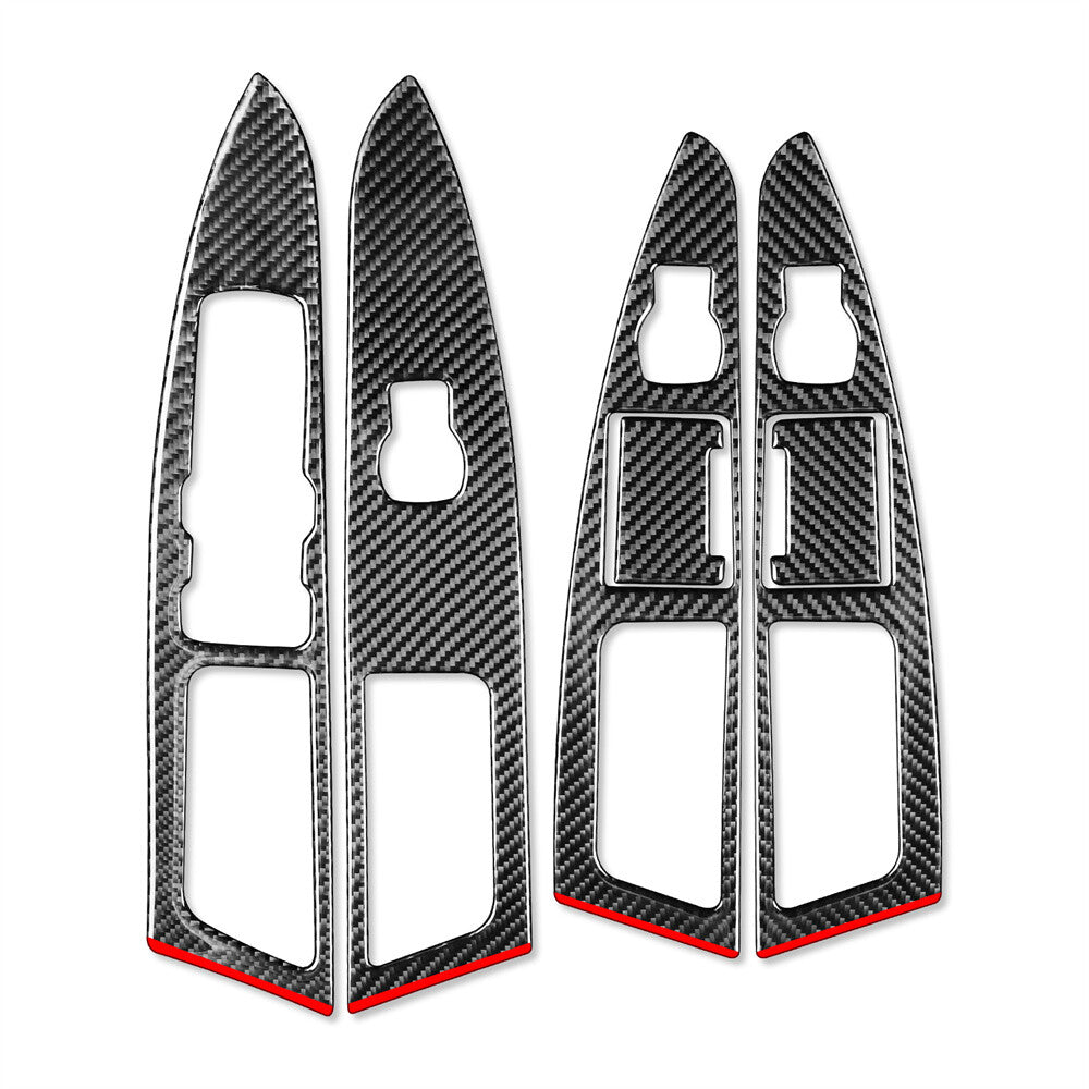 6¡ÁCarbon Fiber Window Lift Switch Button Trim Fit for Ford Fusion Mondeo 2013-17