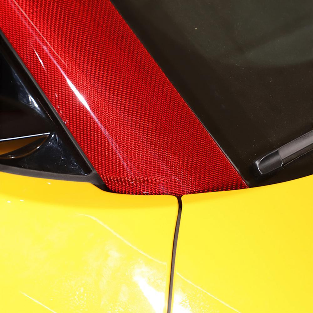 for Toyota Supra 2019-2023 Red Carbon Exterior A Pillar Panel Cover Trim