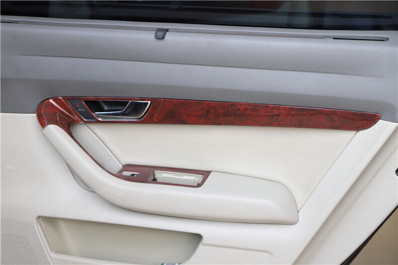 Car Inner Door Panel Cover Decor Trim 4PCS Fit for Audi A6L 2005-2011 Brown Wood