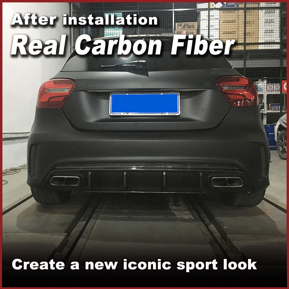 REAL CARBON Rear Bumper Diffuser Wing Lip for Mercedes A Class W176 A200 A45
