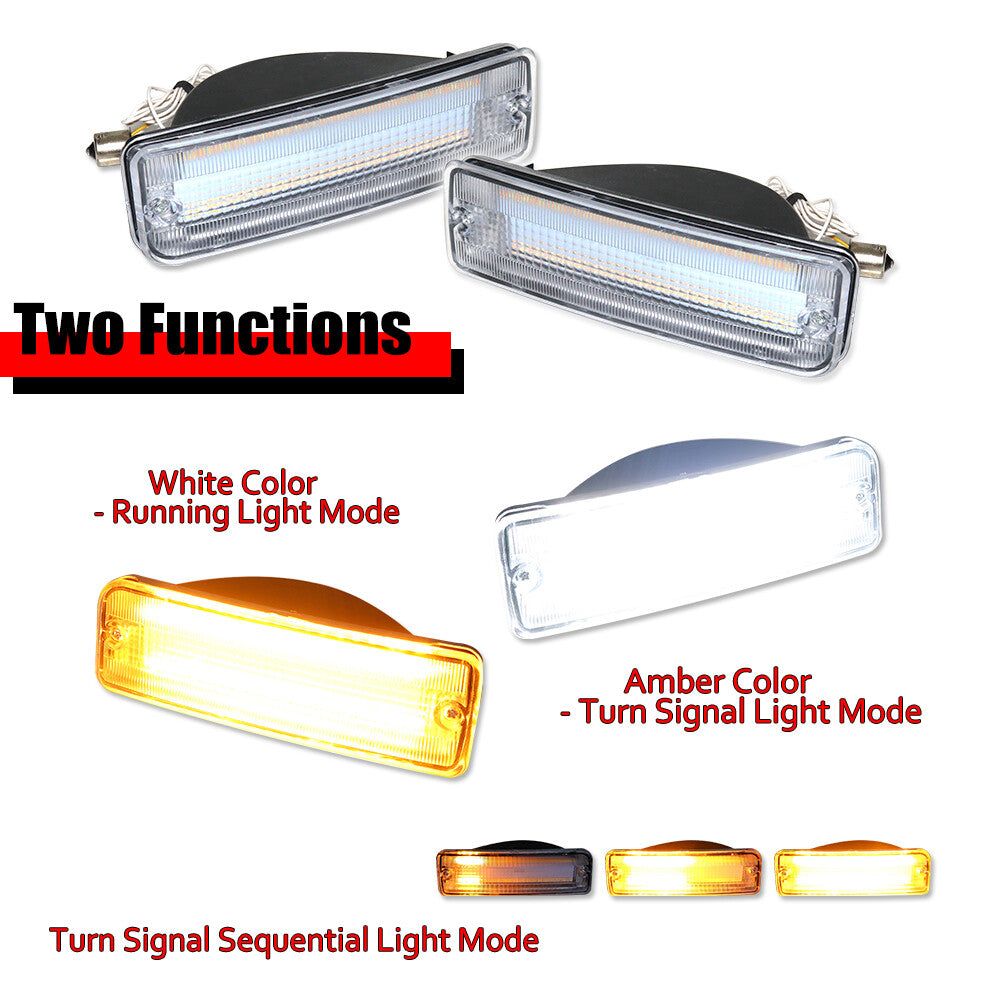 pair of clear amber and white LED turn signals suitable for Toyota pickup trucks 89-95 and 90-91 4Runner-.