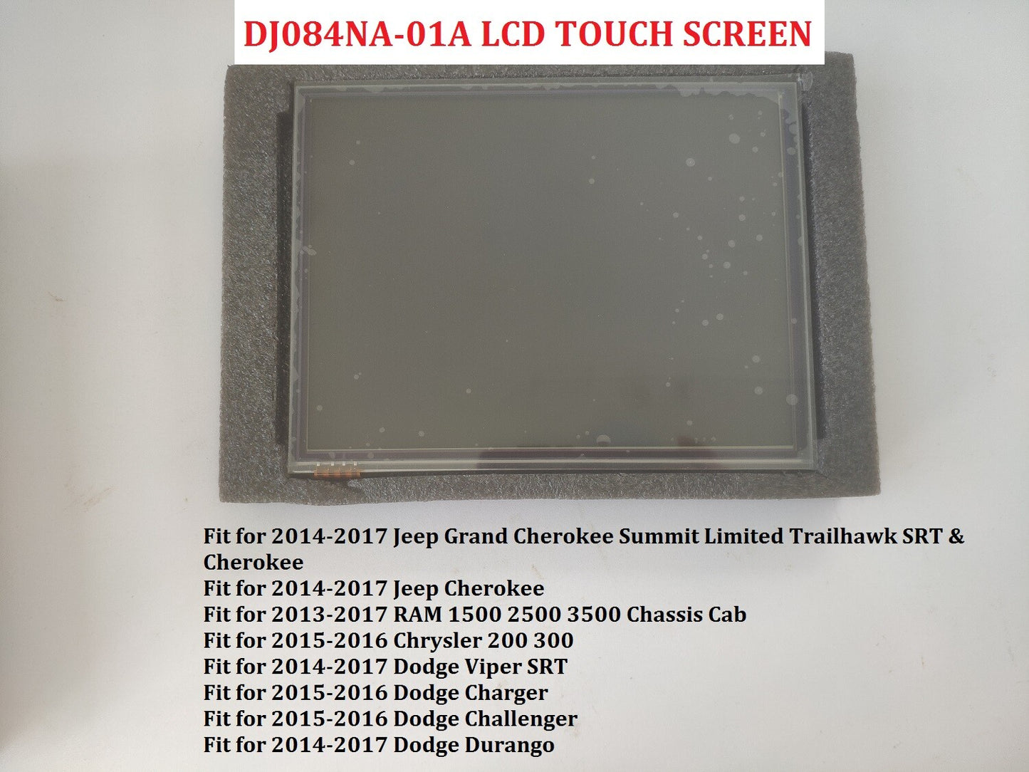 Replacement for 14-17: 8.4-inch Uconnect 3C VP3 LCD screen, touchscreen, radio, and navigation.