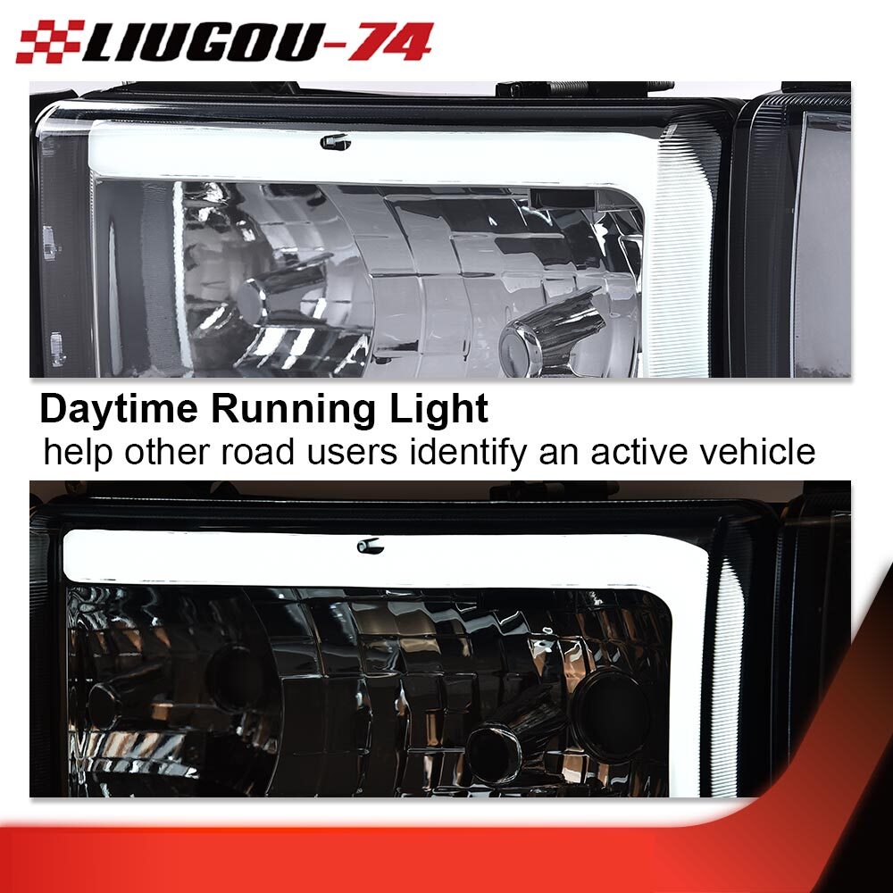 Suitable for 94-02 for Dodge for Ram 1500-3500 transparent corner LED DRL headlight smoke lens