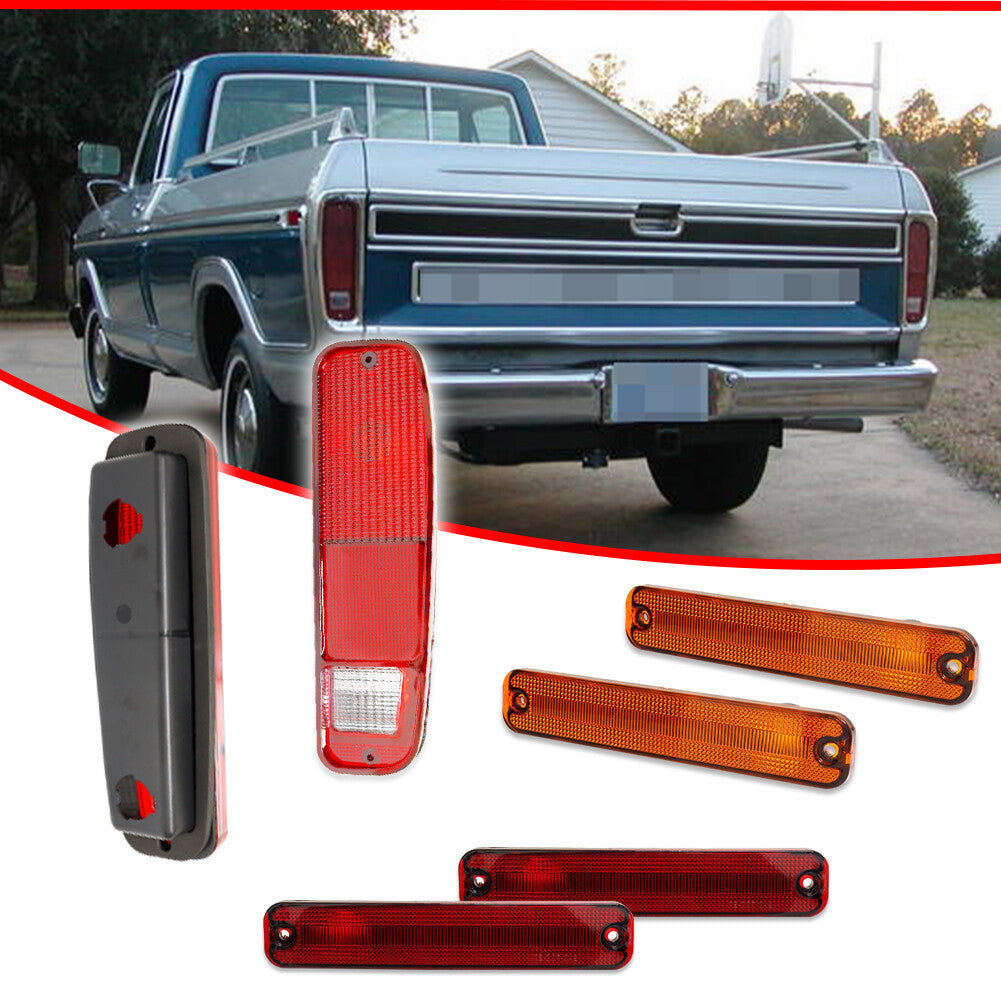 Six taillights and side marker lights suitable for Ford F150, F250, and E150 for Mustang trucks.