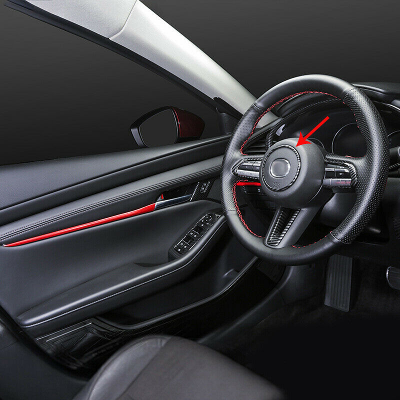 1P for Mazda 3 Axela 2019-2022 Carbon Fiber Inner Steering Wheel Ring Cover Trim