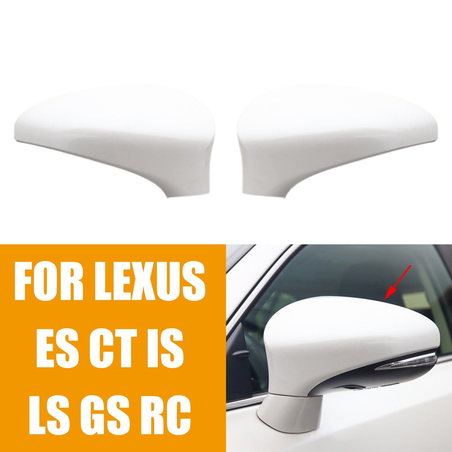 White right-side mirror cap for 2014-2018 for Lexus IS, XE30, IS250, IS300h, and IS350 models.