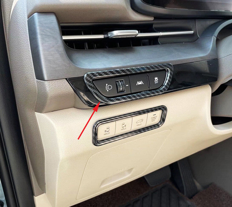 Inner Headlight Button Frame Cover Trim for Kia Carnival 2022-2023 Carbon Fiber