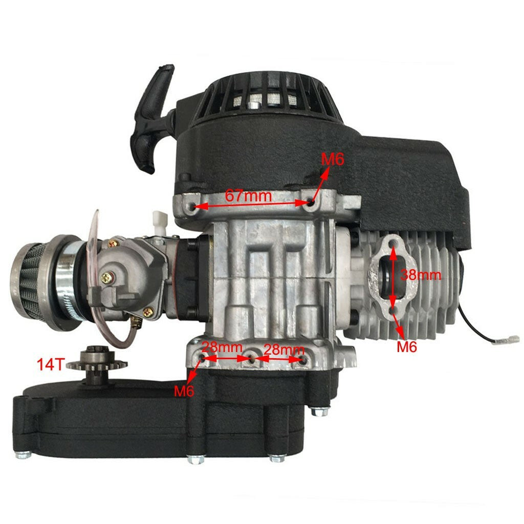 PullStart 50cc 49cc 2-stroke engine motor pocket for mini off-road bicycle four-wheeled scooter all-terrain vehicle