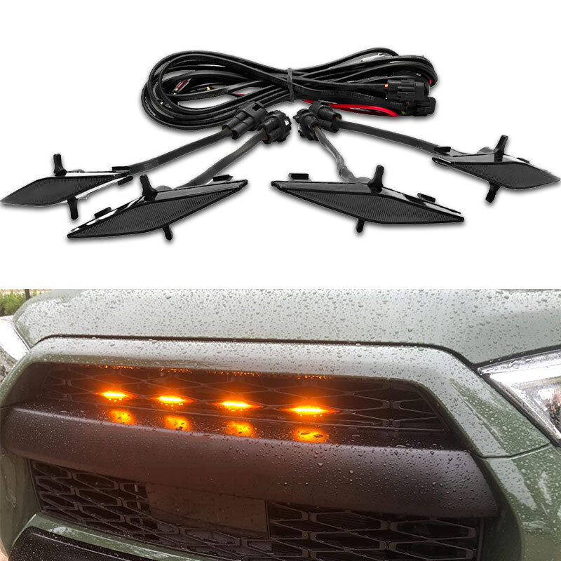 4pcs Smoked Amber LED Front Grille Running Lights Kit for Toyota 4Runner 14-23