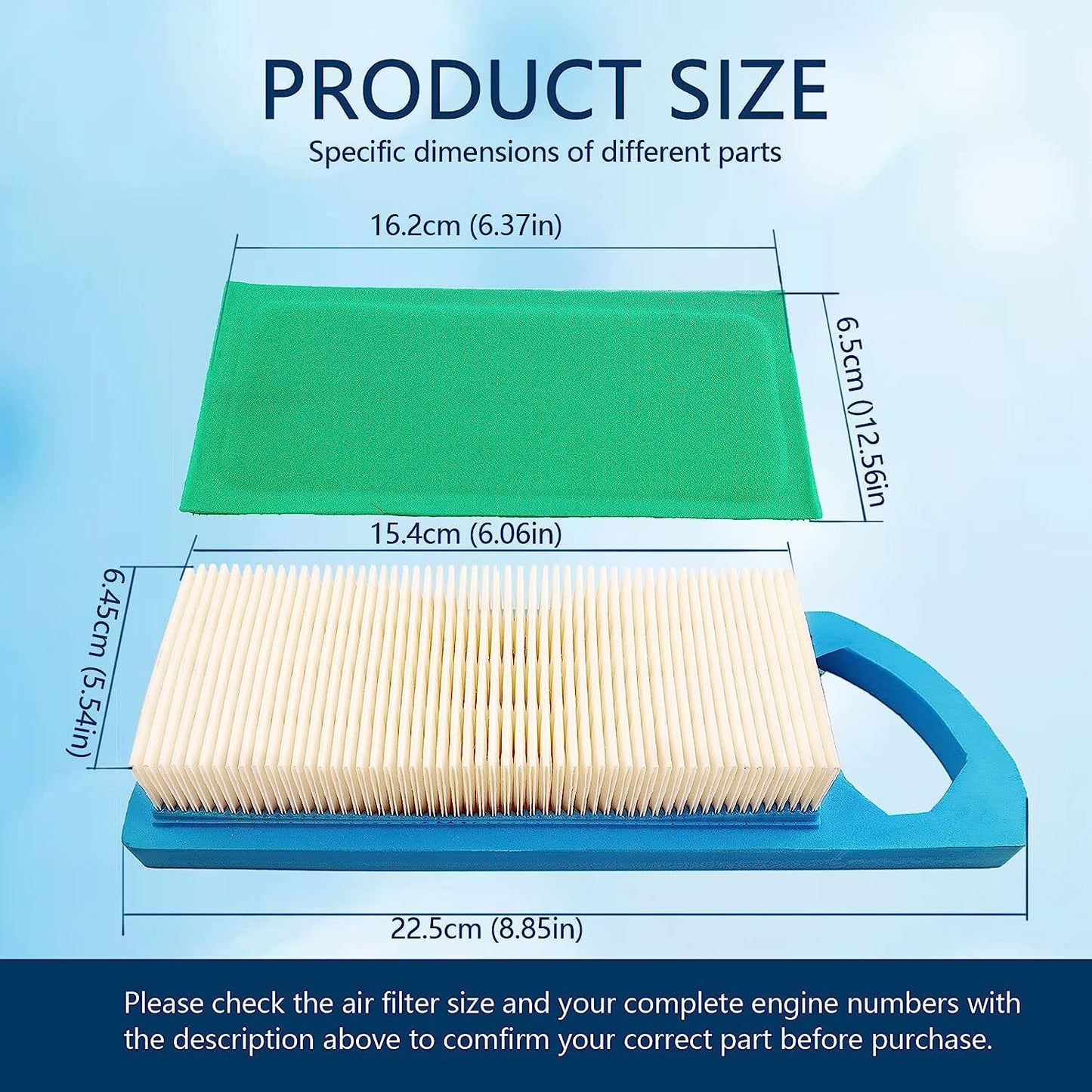2x Air Filter Pre-Filter For BS 697153 698083 794422 795115 M14171 Lawn Mower