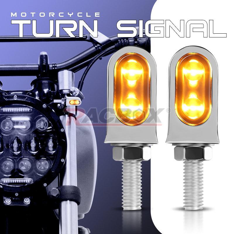 Chrome Amber Motorcycle LED Turn Signal Blinker for Mini Light For Bobber Cafe Racer