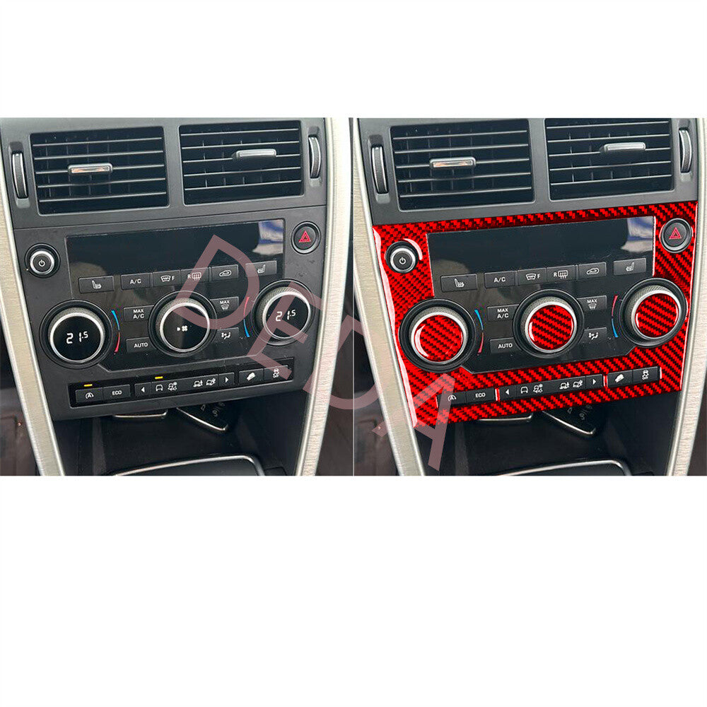 Red Carbon Multimedia Panel AC Switch Trim for Land Rover Discovery Sport 15-19