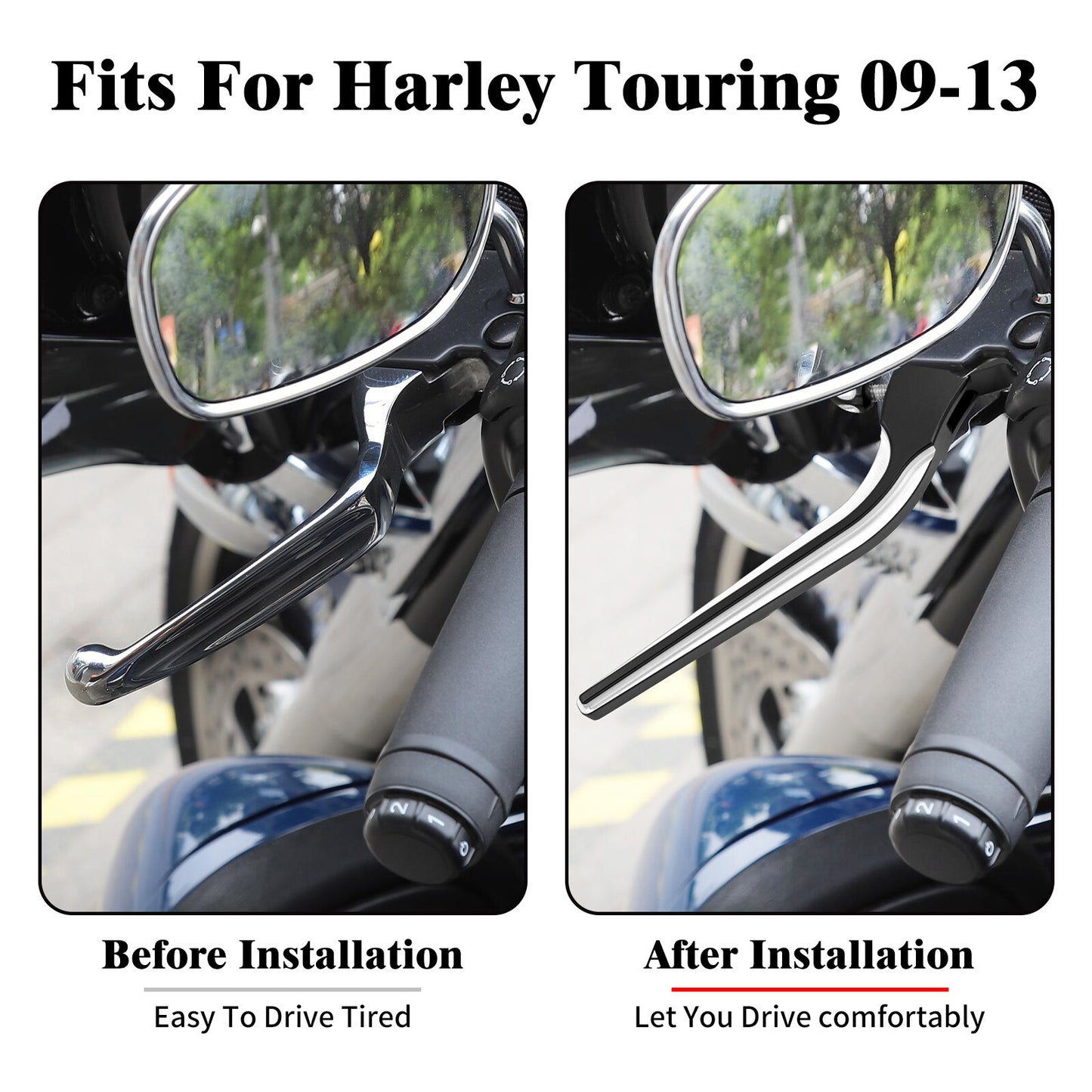 Black Brake Clutch Levers Fit for Harley Touring Street Electra Road Glide 09-13