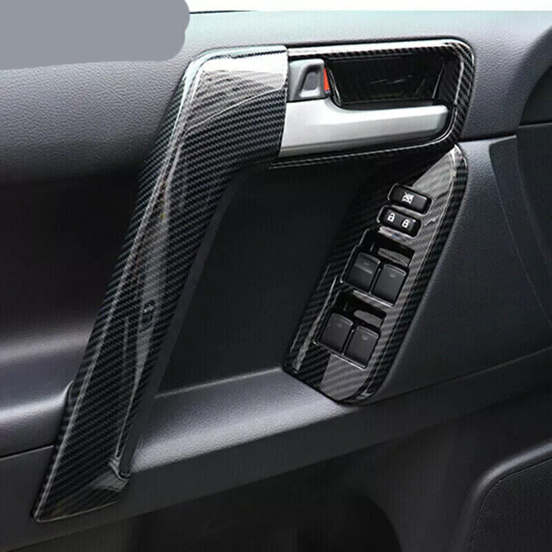 for Toyota Prado 2010-2018 ABS Carbon Fiber Interior Door Armrest Strip Trim 4X