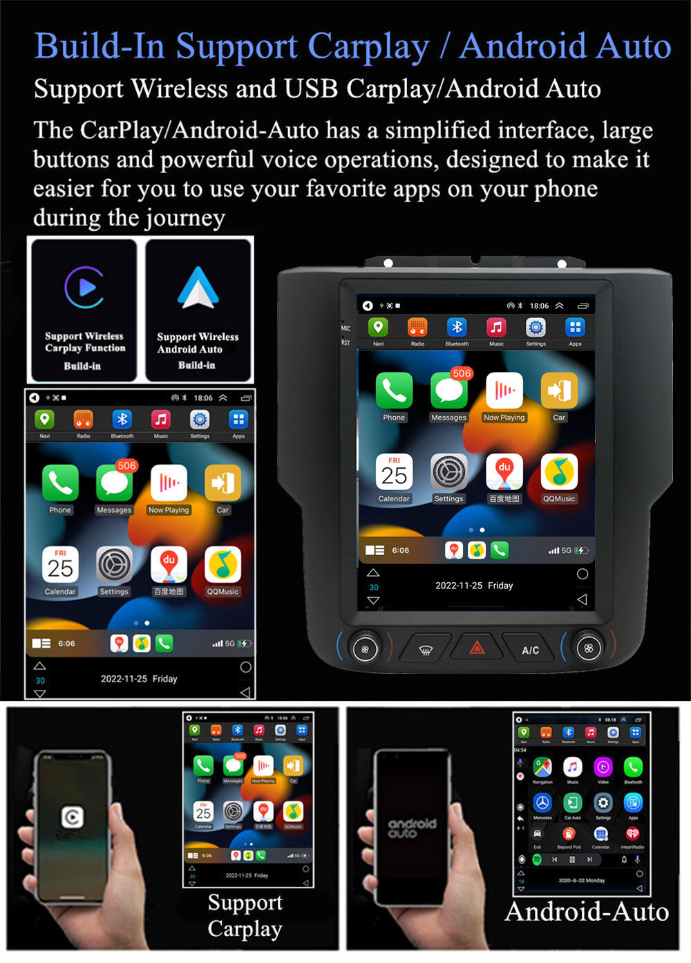 9.7 Stereo Radio GPS Wifi for Dodge for RAM 1500 2500 3500 2013-2018 Carplay 4+32GB