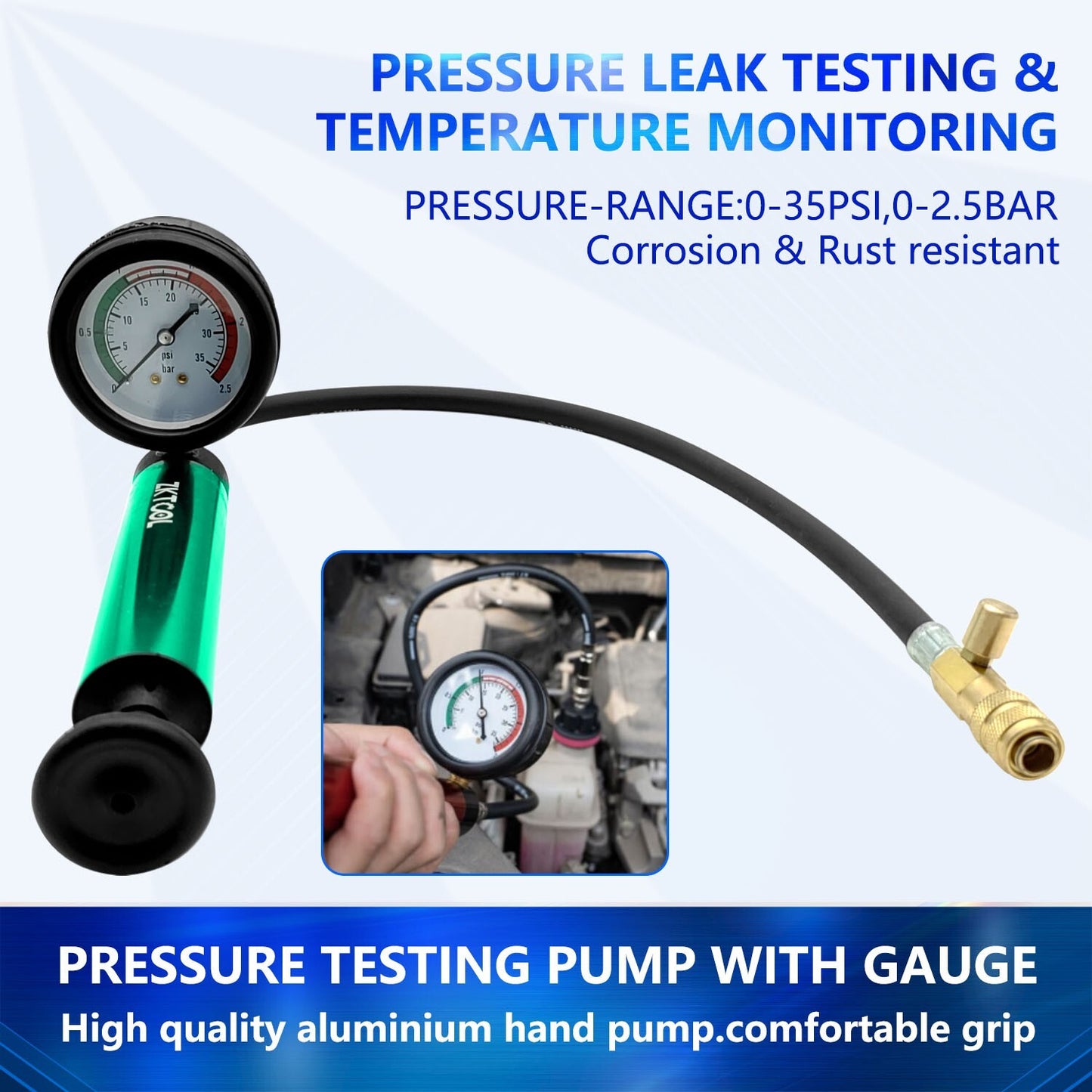Cooling System Radiator Pressure Tester Tool Pressure Pump with Pressure Gauge