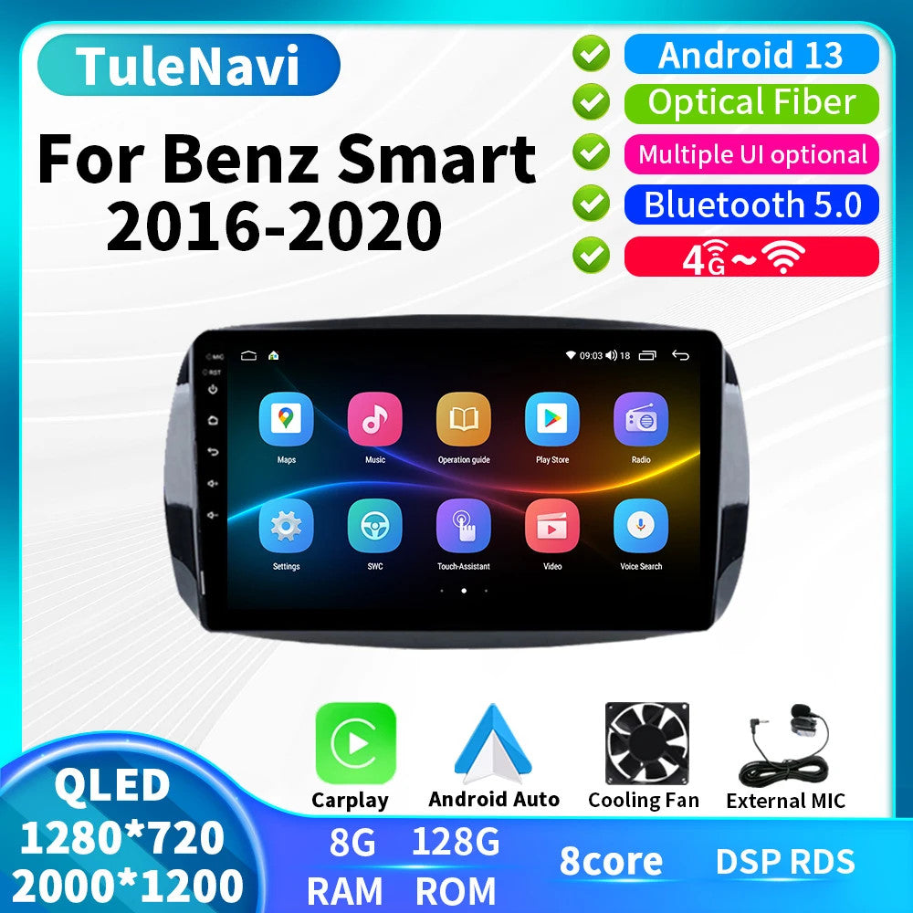 for Mercedes for Benz for Smart Fortwo 16-20 Android Car Stereo Radio CarPlay GPS Screen