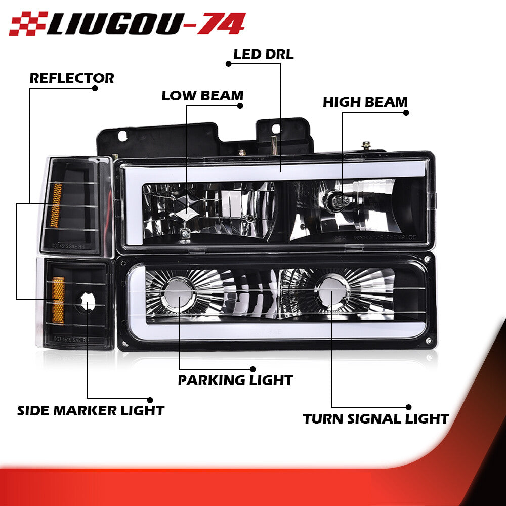 Suitable for 94-00 GimCi C/K SUBURBAN transparent corner lamp headlights for black houses