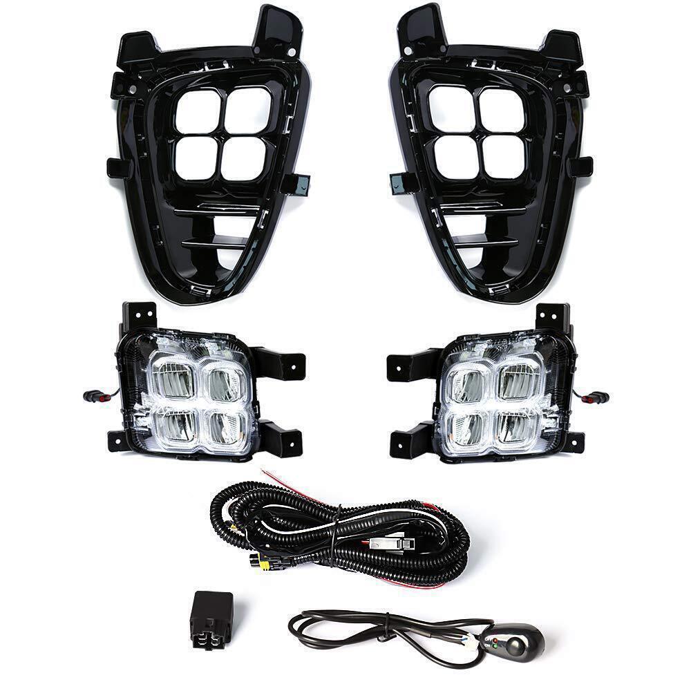 LED Fog Lights with Wire Harness Switch Fit for Kia Sorento 2019-2020 4 Eyes DRL