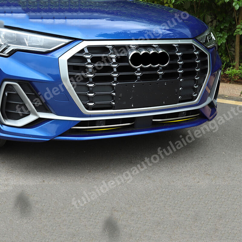 2X for Audi Q3 2019-2021 Stainless Front Bottom Grille Gird Strips Cover Trim