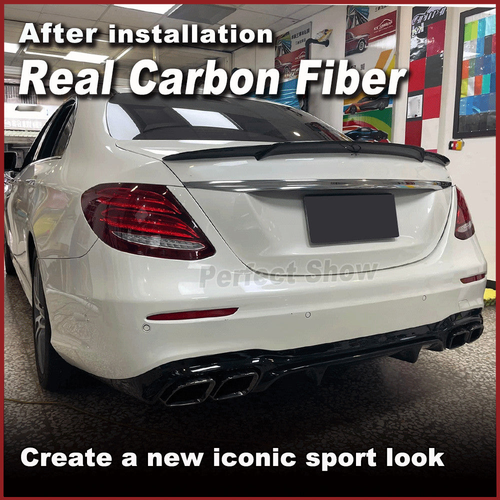 for Benz W213 E250 E300 E43 E63 2016-19 Rear Trunk Spoiler Wing REAL CARBON
