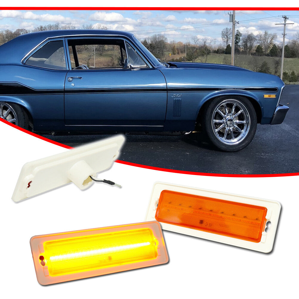 Amber lens LED front corner side marker indicator for 1970-1974 for Chevrolet Nova