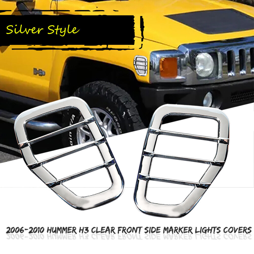 Two-pack of chrome silver trim covers for 06-10 for Hummer H3, H3T front side marker lights