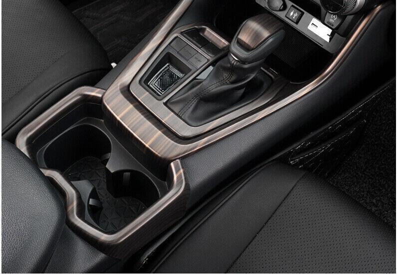 Matte Wood Grain Middle Console Drinking Glass Trim 1X for Toyota RAV4 2019-2023