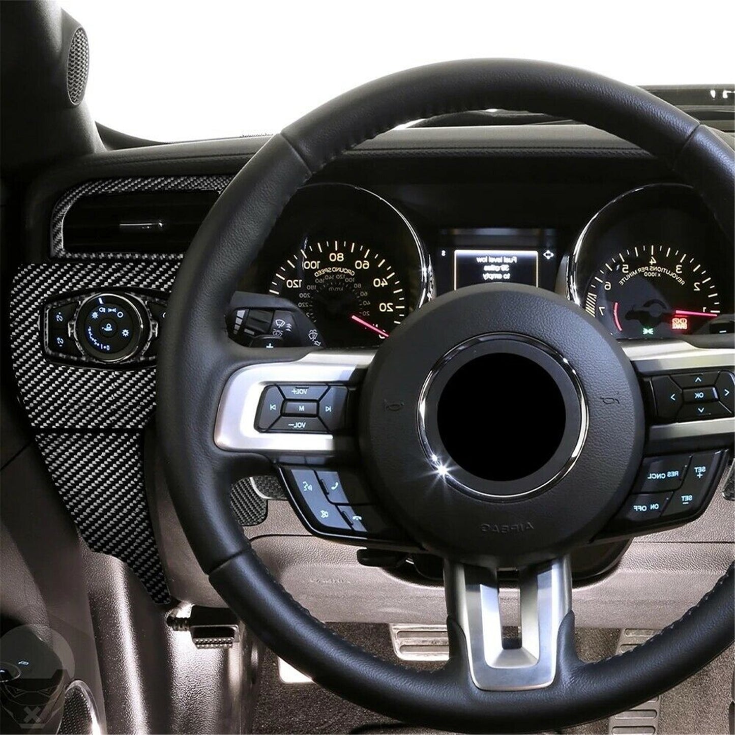 Carbon Fiber Interior Dashboard Frame Trim Cover for Ford for Mustang 2015-2019