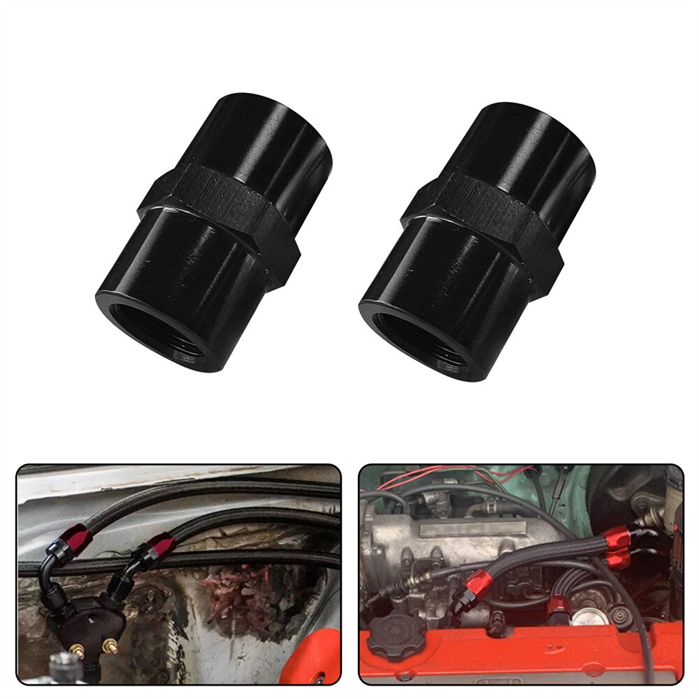 2PCS ALUMINUM FEMALE 1/8 NPT PIPE PIPING COUPLER ANODIZED FITTING ADAPTER BLACK