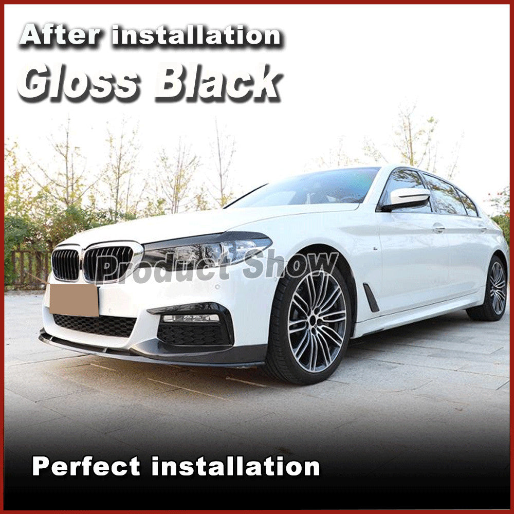 Fit for BMW 5 Series G30 530i 540i M-Sport Glossy Black Front Bumper Splitters