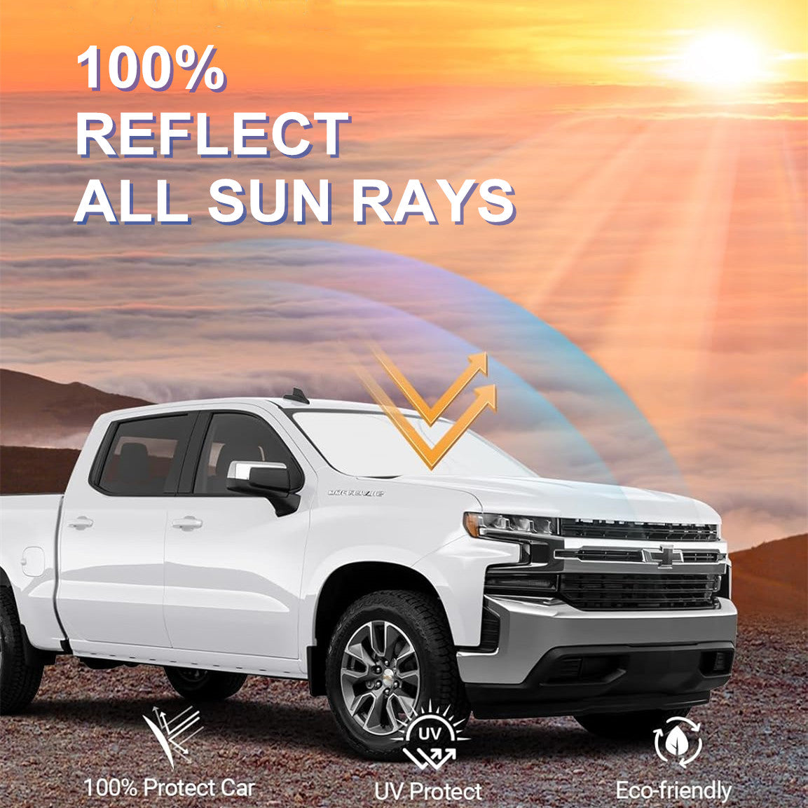 For 2019-2025 for Chevy Silverado 1500 Cab Front Windshield Sunshade UV Block Cover