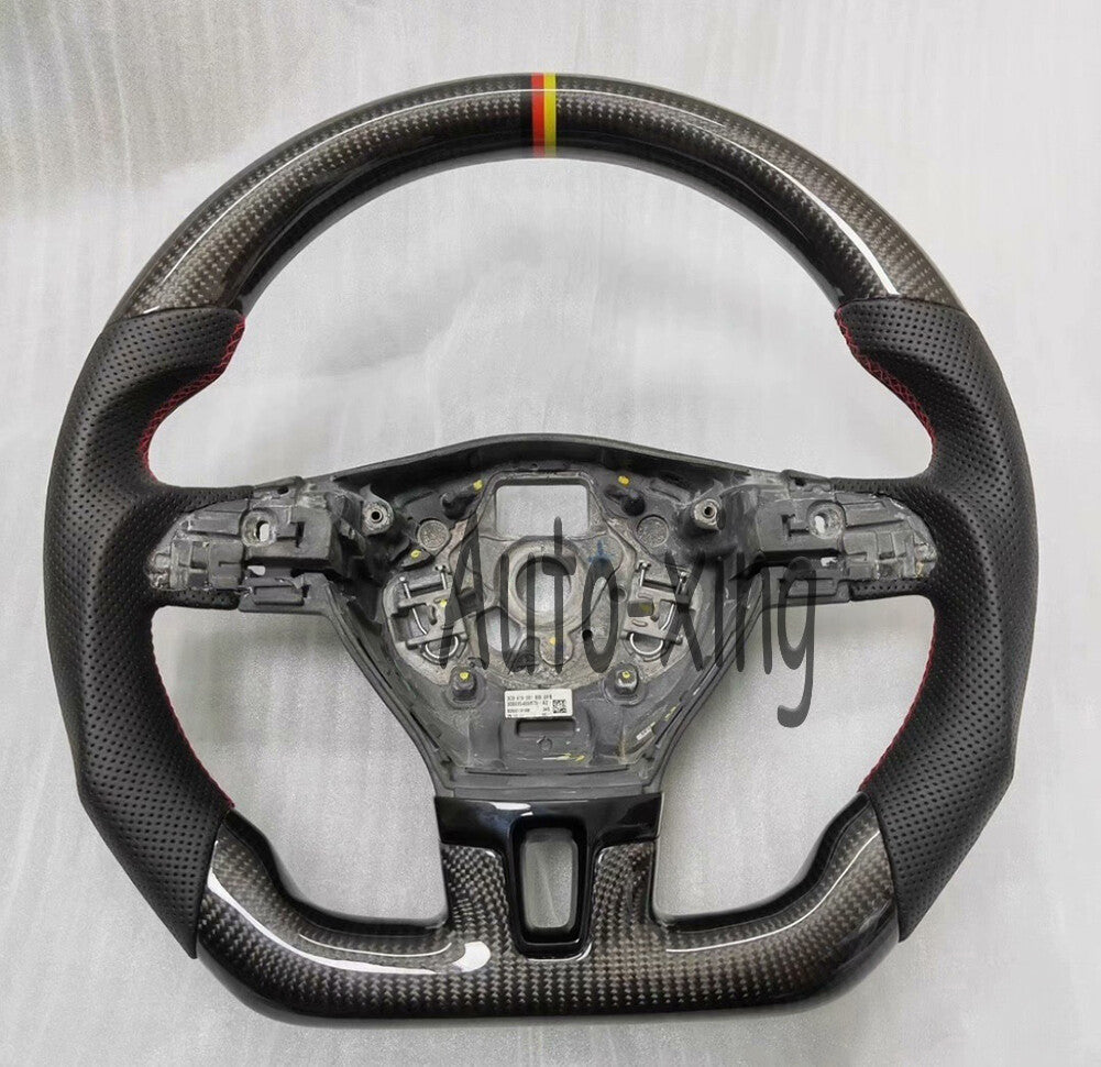 for VW for VW T5.1 for Golf 5 Mk5 GTI R32 Custom Real Carbon Fiber Flat Steering Wheel