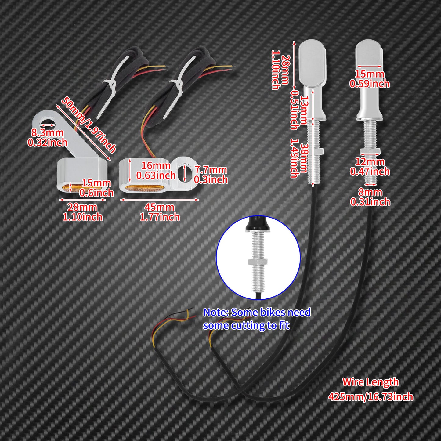 Front Rear Clutch for Mini Turn Signal Amber Indicator Light Chrome Fit For Touring