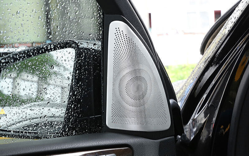 for Benz GLS GLE 2016-2019 Aluminum Silver A Pillar Speaker Frame Cover Trim 2P