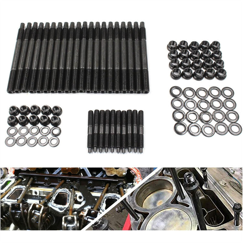 Cylinder Head Stud Bolts Nuts Gasket Kit for 04-19 for Chevy LS1 LS3 5.3L 5.7L 6.0L