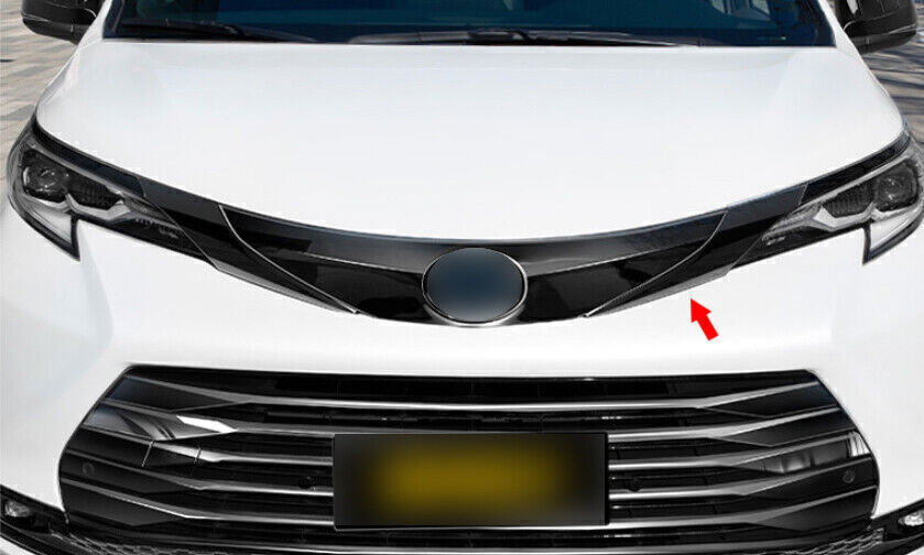4X Gloss Black Front Hood Bonnet Grille Grill Strip Trim for Toyota for Sienna 21-24
