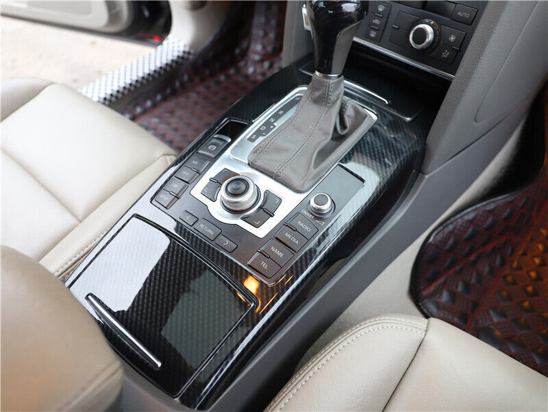 Car Console Gear Shift Frame Cover Trim 1PCS for Audi A6L 2005-2011 Carbon Fiber