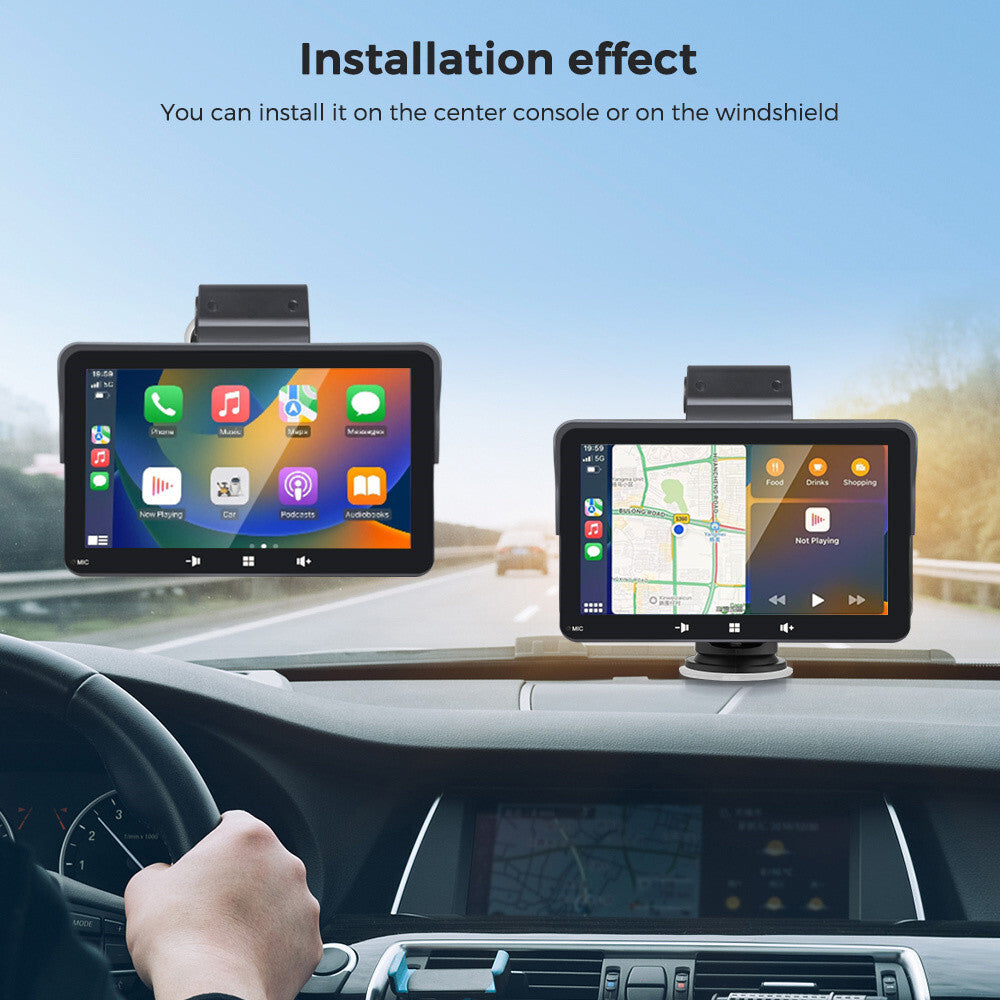7in Car Radio Bluetooth Touch Screen For CarPlay Android Auto W/Camera Kit