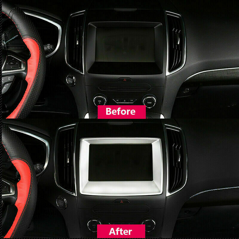 for Ford Edge 2015-2020 Matte Silver Inner Dashboard Navigation Frame Cover Trim
