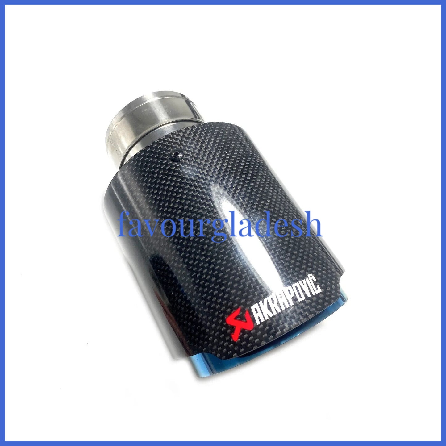 1X 2.5 63mm 4.5114mm Akrapovic Glossy Carbon Fiber Exhaust tip Blue End pipe