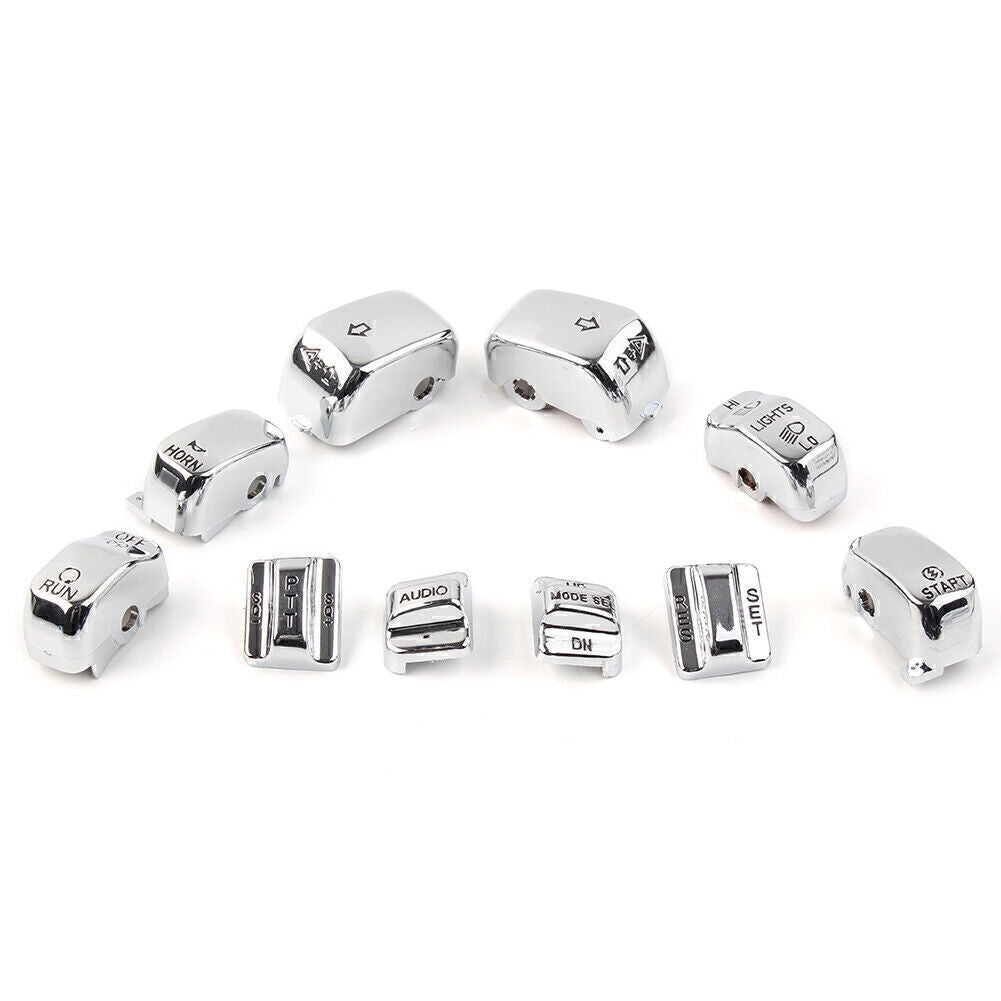 Hand Control Switch Cover Housing Button Cap Set Fit for Harley Touring 96-13 Chrome