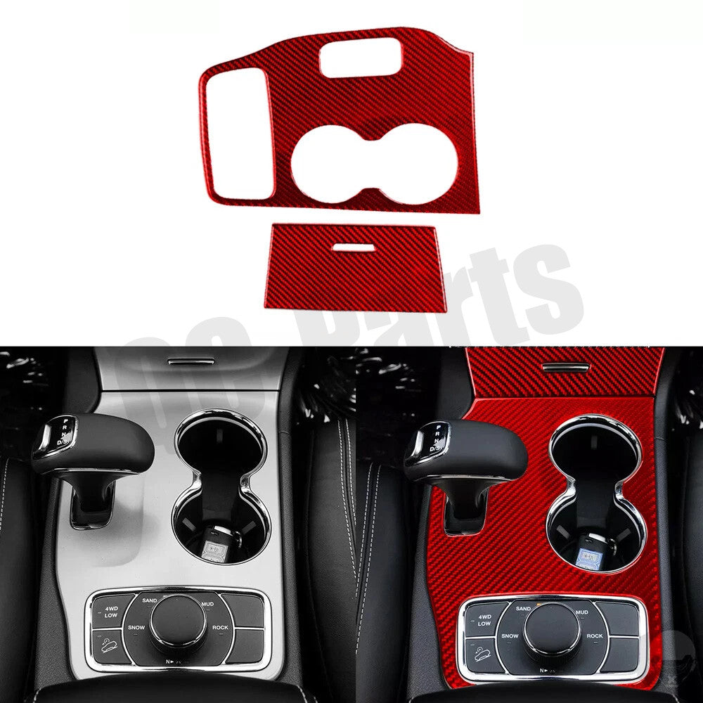 Carbon fiber console gear shift cover trim for Jeep Grand Cherokee 2014-15