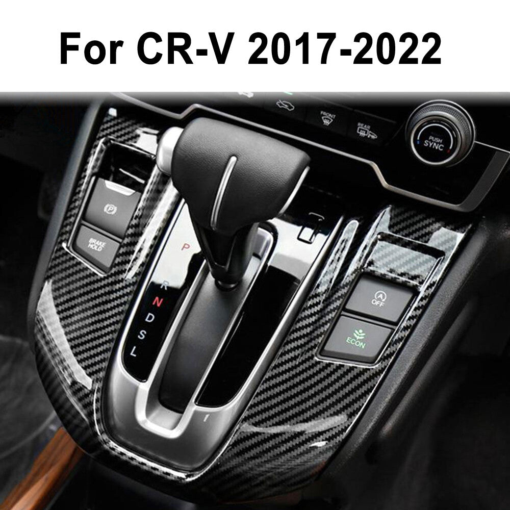 Carbon Fiber Black Gear Shift Box Panel Cover Trim for Honda CR-V CRV 2017-2022