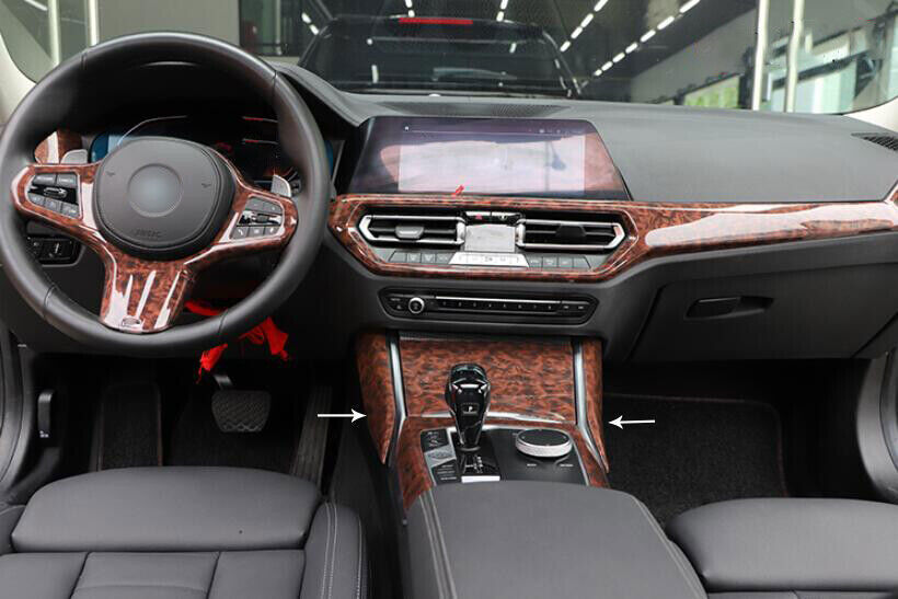 Agate Wood Grain Middle Console Gear Shift Strip Trims for BMW 3 Series 2019-23