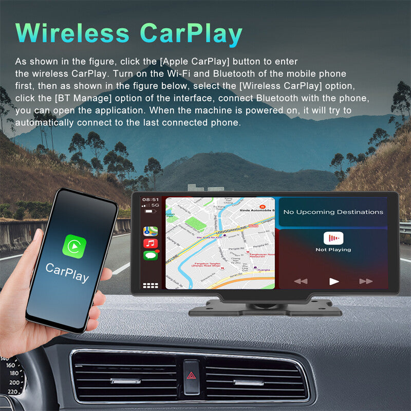 10.26-inch Wireless CarPlay Android Auto Touchscreen Car Radio USB FM Kit